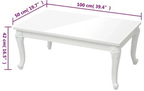 vidaXL Τραπεζάκι Σαλονιού Γυαλ. Λευκό 100 x 50 x 42 εκ. Επεξεργ. Ξύλο