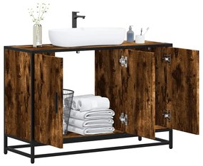 ντουλάπι νιπτήρα μπάνιου καπνιστή δρυς 90x33x60 cm