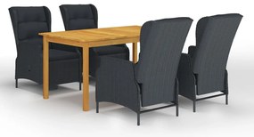 vidaXL Σετ Τραπεζαρίας Κήπου 5 Τεμαχίων Σκούρο Γκρι