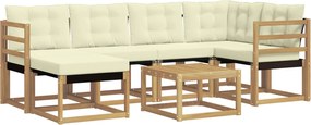 vidaXL Σειρά Καναπέ Εξωτερικού με μαξιλάρι 7 pcs Λευκό και Κρεμ