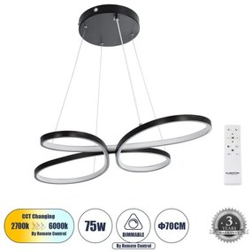Κρεμαστό Φωτιστικό Οροφής LED 75W 8400lm BUTTERFLΥ Globostar-61391-Μαύρο 61391