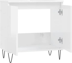 vidaXL Ντουλάπι Μπάνιου Γυαλ. Λευκό 58 x 33 x 60 εκ. από Επεξεργ. Ξύλο