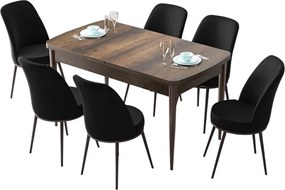 Extendable Dining Table &amp; Chairs Set (7 Pieces) Zen - Baroque, Black Baroque
Black