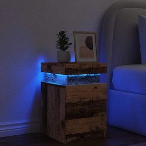 vidaXL Κομοδίνο με LED Όψη Παλαιού Ξύλου 35x39x55 εκ. Επεξ. Ξύλο
