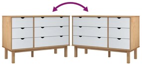 vidaXL Συρταριέρα OTTA Καφέ &amp; Λευκό 111x43x73,5 εκ. Μασίφ Ξύλο Πεύκου