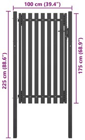 vidaXL Πόρτα Περίφραξης Κήπου Ανθρακί 1 x 2,25 μ. Ατσάλινη