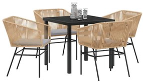 vidaXL Σέτ φαγητού για κήπο 5 pcs Καφέ Πολυ ράταν