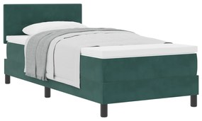 vidaXL Κρεβάτι Box Spring με Στρώμα Σκούρο Πράσινο 100x200 εκ. Βελούδο