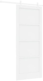 vidaXL Συρόμενη Πόρτα  με Σετ Εξαρτημάτων Λευκή 86x211 εκ. Στερεό Ξύλο Πεύκου