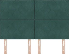 vidaXL LED κεφαλάρι Σκούρο Πράσινο 144 cm Τεχνητό Δέρμα