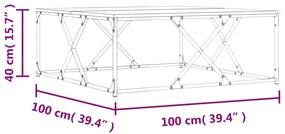 Τραπεζάκι Σαλονιού Καπνιστή Δρυς 100x100x40 εκ Επεξεργασμ. Ξύλο - Καφέ