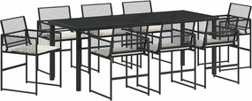 vidaXL Σέτ φαγητού για κήπο 9 pcs Μαύρο συνθετικό ρατάν