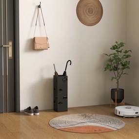 Μεταλλική βάση ομπρέλας, 4 γάντζοι, σχέδιο σύννεφων και ομπρέλας, δίσκος σταγόνων, μαύρος