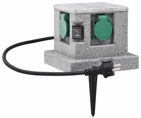 vidaXL Πολύπριζο Κήπου με Αισθητήρα Φωτεινότητας Πλαστικό