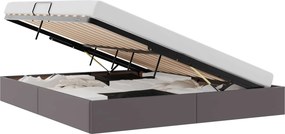 vidaXL Κρεβάτι Οθωμανικού Τύπου Γκρι 160 x 200 cm Τεχνητό Δέρμα