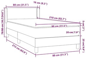 Box Spring κρεβάτι με στρώμα ροζ 80x210 εκ. Βελούδινο - Ροζ