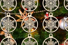 Σετ των 3 Intra απο ξύλο plywood 3mm-4mm πάχος Χριστουγεννιάτικο στολίδι Δίασταση 8x8 cm INTRAFABR-79666630