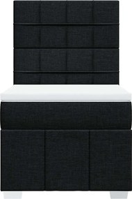 vidaXL Κρεβάτι Boxspring με Στρώμα Μαύρο 100 x 200 εκ. Υφασμάτινο