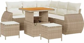 vidaXL Σετ Καναπέ Κήπου 8 pcs Μπεζ συνθετικό ρατάν
