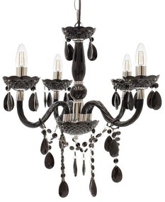 Hanging metal ceiling light PWL-0952 Ε14 acrylic in black color 43x43x135cm 43x43x135 εκ.