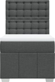 vidaXL Κρεβάτι Boxspring με Στρώμα Σκούρο Γκρι 90x190 εκ. Υφασμάτινο