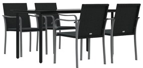 vidaXL Σετ Τραπεζαρίας Κήπου 5 τεμ. Συνθ. Ρατάν / Ατσάλι με Μαξιλάρια