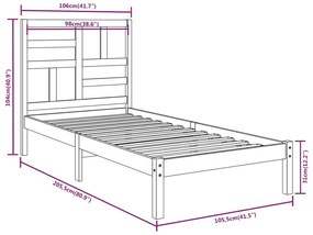 vidaXL Πλαίσιο Κρεβατιού 100 x 200 εκ. από Μασίφ Ξύλο