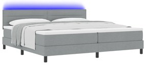 vidaXL Κρεβάτι με Σανίδα με Στρώμα & LED Ελαφρύ Γκρι 200x200 εκ. Ύφασμα