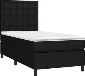 vidaXL Κρεβάτι Boxspring με Στρώμα &amp; LED Μαύρο 90x190 εκ. Υφασμάτινο