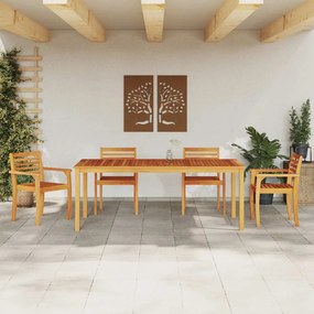 vidaXL Σέτ φαγητού για κήπο 7 pcs Καφέ Μασίφ ξύλο ακακίας