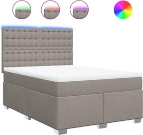 vidaXL Κρεβάτι Boxspring με Στρώμα Taupe 140x200 εκ. Υφασμάτινο