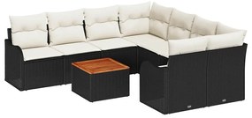 vidaXL Σετ Καναπέ Κήπου 9 pcs Μαύρος, λευκός