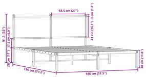 ΠΛΑΙΣΙΟ ΚΡΕΒΑΤΙΟΥ ΜΕ ΚΕΦΑΛΑΡΙ ΚΑΦΕ ΔΡΥΣ 140X190 ΕΚ. ΜΕΤΑΛΛΙΚΟ 4007765