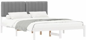 vidaXL Σκελετός Κρεβατιού με Επενδεδυμένο Κεφαλάρι Ανοιχτό γκρι