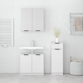 vidaXL Σετ Επίπλων Μπάνιου 3 Τεμαχίων Γυαλ. Λευκό Επεξεργασμένο Ξύλο