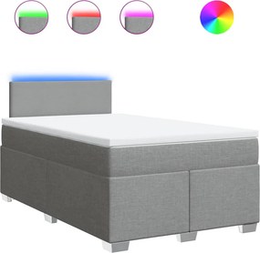vidaXL Κρεβάτι Boxspring με Στρώμα Ανοιχτό Γκρι 120x200 εκ. Υφασμάτινο