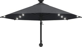 vidaXL Ομπρέλα Κήπου Επιτοίχια με LED Ανθρακί 300 εκ.