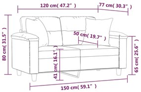Καναπές Διθέσιος με Μαξιλάρια Αν. Γκρι 120 εκ. Ύφασμα Μικροϊνών - Γκρι