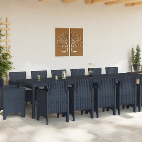 vidaXL Σετ Σερβιτσιού 15 Τεμαχίων με Μαξιλάρια Ανθρακί Πολυ Ρατάν