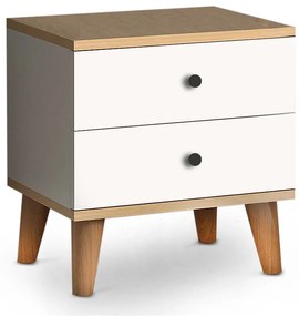 Κομοδίνο Luce Megapap από μελαμίνη χρώμα λευκό - oak 45x35x47εκ.-GP022-0049,2