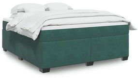 vidaXL Κρεβάτι Boxspring με Στρώμα Σκούρο Πράσινο 180x200εκ. Βελούδινο