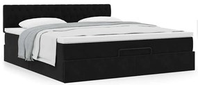 vidaXL Οθωμανικό κρεβάτι με στρώμα Μαύρο 160x200cm Velvet