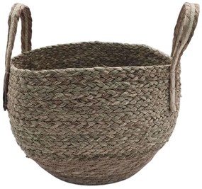 Καλάθι 00.06.61182 Δίχρωμο 33x24-32cm Ψάθινο Brown Mat