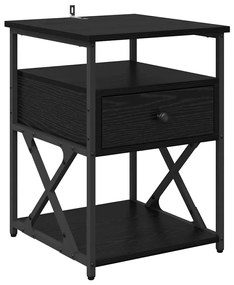 vidaXL Κομοδίνο 2 pcs Μαύρη Οξυά 40 x 42 x 55 εκ Επεξεργασμένο ξύλο