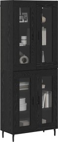 vidaXL Highboard 2 pcs Μαύρη Οξυά Σύνθετο Ξύλο και Γυαλί