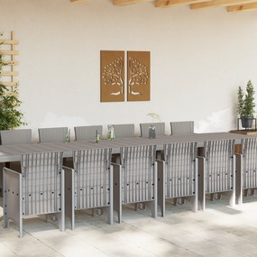 vidaXL Σετ Τραπεζαρίας Κήπου 15 Τεμαχίων Ανοιχτό Γκρι Συνθετικό Ρατάν