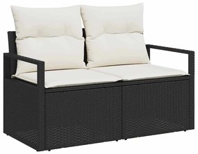 vidaXL 10 κομμάτια σετ καναπέ κήπου με μαξιλάρια, μαύρο πολυκαρβονικό