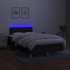 vidaXL Κρεβάτι Boxspring με Στρώμα &amp; LED Μαύρο 120x200 εκ. Υφασμάτινο