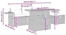 vidaXL Σετ Καναπέ Κήπου 6 τεμ. Μπεζ Συνθετικό Ρατάν με Μαξιλάρια