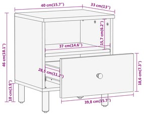 ΚΟΜΟΔΙΝΑ 2 ΤΕΜ. 40 X 33 X 46 ΕΚ. ΑΠΟ ΜΑΣΙΦ ΞΥΛΟ ΑΚΑΚΙΑΣ 356862